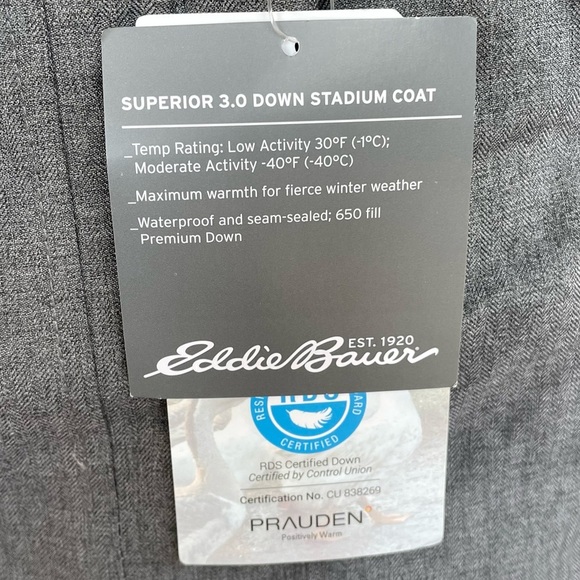 Eddie Bauer Women's Superior III Down
Stadium Coat Jacket Size: PXS Color: Gray - Picture 5 of 16